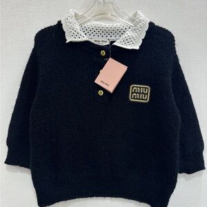 Miu Miu Black Sweater with White Collar